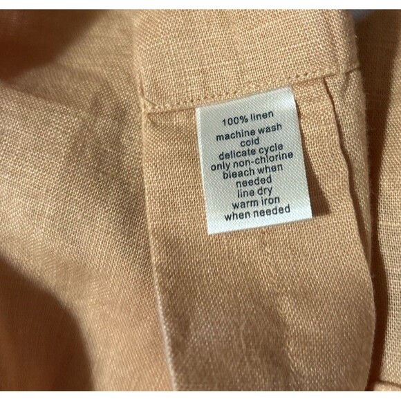 Paul Fredrick Linen Shirt Mens 3XLT Peach Roll Tab Long Sleeve Button Up Relaxed - Picture 4 of 11